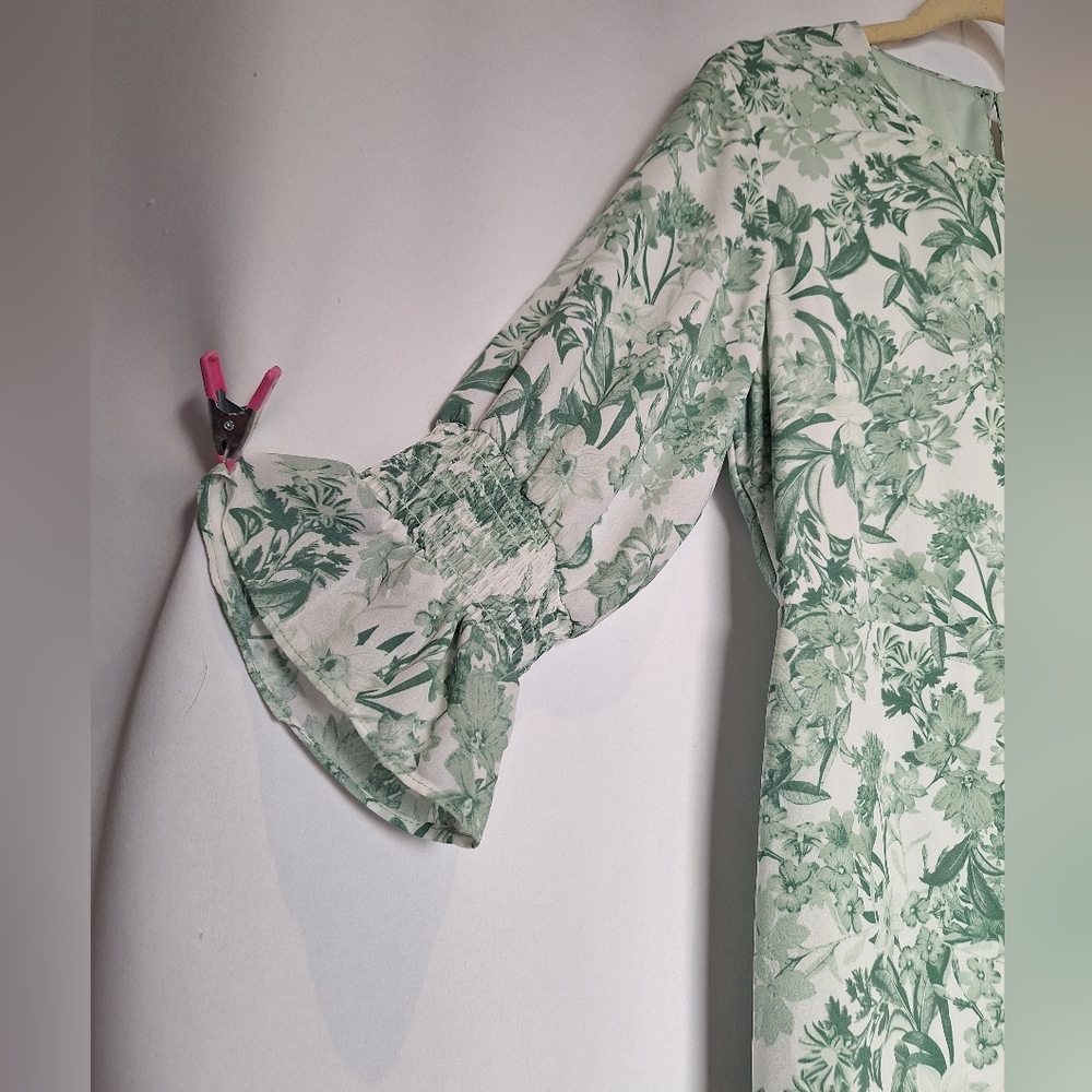 Halogen Green and White Floral Maxi Dress Size M - Picture 4 of 11